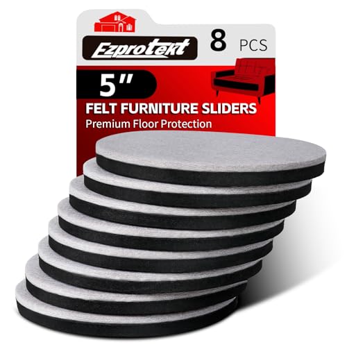 Ezprotekt 5" Round Felt Furniture Movers Sliders for Hardwood Floors, 8 Pcs Reusable Felt Furniture Moving Pads for Heavy Duty Bed Sofa Fridge Couch, Move Item Easily and Quickly (Beige) - color: Beige, size: 5" (Round)