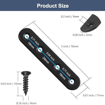 12Pcs Black Straight Brackets 3 Inch Stainless Steel Flat Brace Mending Plates, Sturdy Metal Repair Fixing Joining Brackets for Wood Furniture with Screws - size: 12 Pack