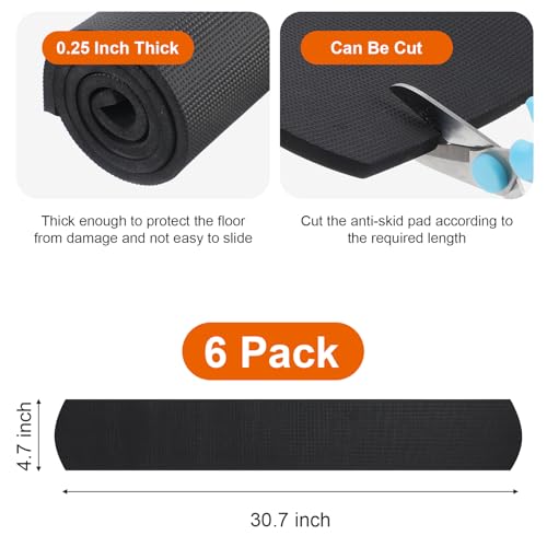 6-Pack Non-Slip Furniture Rail Pads, 31" x 4.7" x 0.28" Thick EVA Non-Skid Pads for Recliner, Sofa, Couch, Chair on Hardwood, Carpet, Marble Floor Protection
