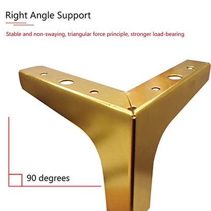 6 Inch Furniture Legs, Set of 4 Metal Furniture Legs Modern Triangle Feet Luxury Gold for Sofa Cabinet Cupboard Couch Chair Ottoman - color: Gold, size: 6 Inch