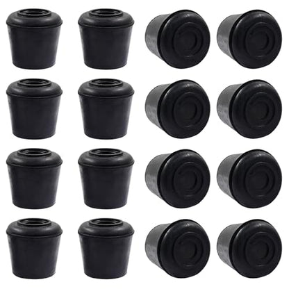 16pcs 1 Inch Round Chair Leg Tips Caps, Non-Slip Rubber Chair Leg Floor Protectors, Black Furniture Leg Caps Fit for 0.94"-1" (24-25mm) Diameter Round Feet - size: 1 Inch-Black