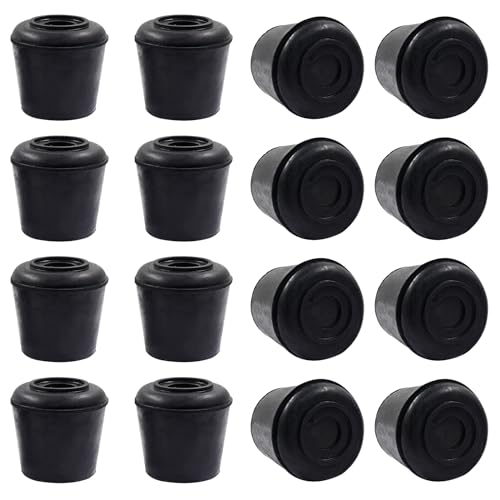16pcs 1 Inch Round Chair Leg Tips Caps, Non-Slip Rubber Chair Leg Floor Protectors, Black Furniture Leg Caps Fit for 0.94"-1" (24-25mm) Diameter Round Feet - size: 1 Inch-Black