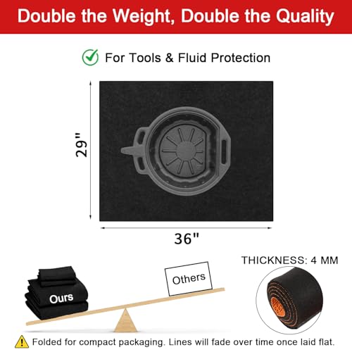 Golener Oil Spill Mat - Garage Floor Mat, Absorbent Oil Pad, Premium Maintenance Mat, Waterproof, Contain Liquid, Protect Floor from Spill & Stain, Reusable, Washable, Durable, 29”x36”, Black/Orange - size: 2'5" x 3' (Rectangular)
