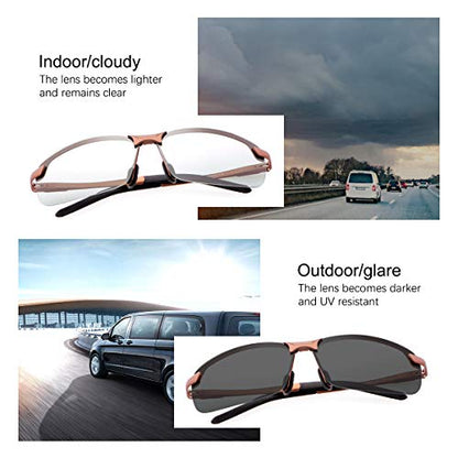 YIMI Men Photochromic Polarized Sports Sunglasses Cycling Fishing Driving Glasses UV Protection Eyeglasses Anti Glare Eyewear - color: 3043 Brown