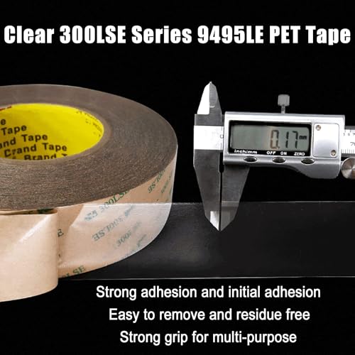3M 300LSE Double Sided Tape for Scrapbook 1in x 36ft, Removable Heavy Duty Double Sided Mounting Tape, Transparent Adhesive Sticky Tape for Picture Hanging Strips, Poster, LED Strips, Art Craft - size: 1in X 36ft