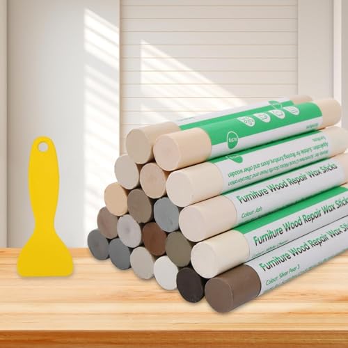 Furniture Markers Touch Up, 20 Colors Wood Filler Sticks, Wood Wax Crayons for Repairing Scratches, Scuffs, Cracks, Holes on Furniture, Floors, Cabinets, Tables, and Doors - Curry Gray Series - color: Curry Gray Series