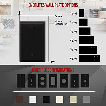 ENERLITES Blank Device Wall Plate, Blank Outlet Cover, Gloss Finish, Mid-Size 1-Gang 4.88" x 3.11", Polycarbonate Thermoplastic, 8801M-BK, Black - color: Black, size: Mid-Size