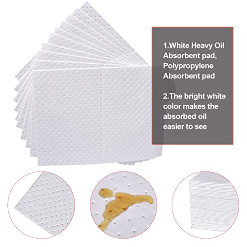 A A IN Heavyweight Oil Absorbent Pads, 15" x 20" Oil-Only Absorbent Mat, 300PCS Oil Spill Pads for Garage, Shop, Automotive & Industrial Use,White
