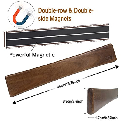 HOSHANHO Magnetic Knife Strips, Magnetic Knife Holder for Wall 16 Inch, Acacia Wood Knife Magnetic Strip Use as Knife Bar, Knife Holder for Kitchen Utensil Organizer - size: 16 Inch