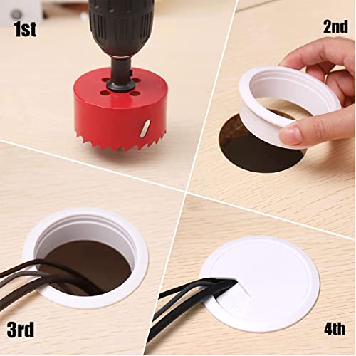 TuTuYa 8PCS Desk Grommet, Desk Grommet White 2 Inch（50 mm) Desk Cable Grommet Desk Cable Hole Cover with Hole Saw, Ideal Solution for Office and Home Table Cable (White, 2 Inch_50 mm) - color: 2 Inch_50 mm White 8PCS
