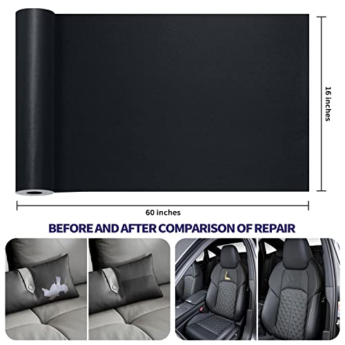 Leather Repair Patch Tape Kit, Self Adhesive Leather Repair for Furniture, Couch, Sofa, Car Seats,Office Chair,Vinyl Repair Kit.60inx16in - color: Black, size: 60 in X 16 in