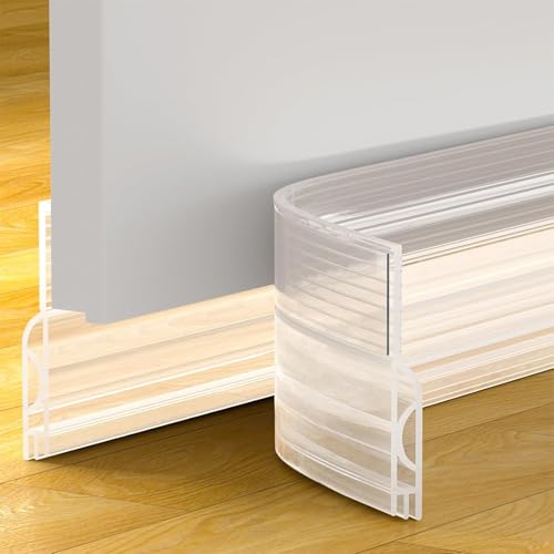 Door Draft Stopper, Door Sweep for Bottom of Door, Weather Stripping Door Seal, Under Door Gap Filler Draft Blocker Soundproof Insulation Save Energy Install Quickly Easily (Transparent, 39‘’) - color: Transparent, size: 39‘’