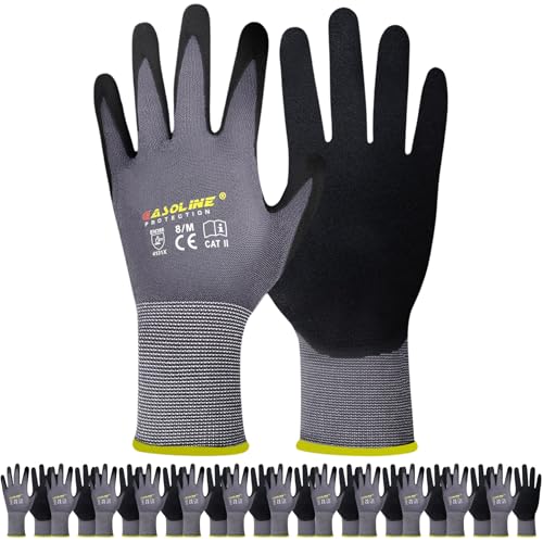 Work Gloves MicroFoam Nitrile Coated-12 Pairs,Seamless Knit Nylon&Spandex Gloves,Grey Work gloves - color: Grey 12-pairs, size: 2X -Large