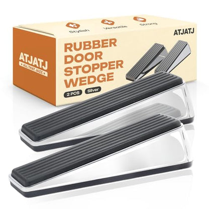 2 Packs Door Stoppers for Bottom, Rubber Wedge, Heavy Duty Doorstop for Inside, Rubber, Floor, Wedge Garage Classroom Stopper for Carpet, Door Holder