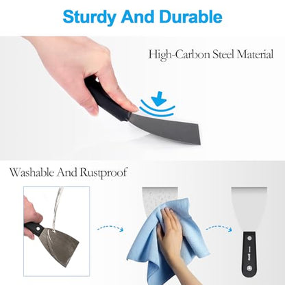 weiwei 7 PCS Metal Putty Knife Set Multi-sized Spackle Knife with Storage Bag Rustproof Putty Scraper Knives Drywall Tools for Wall Repair Wall Paint Spreading Drywall Spackle and Mud for Craftsman