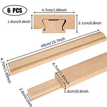 6 Pcs 15.7 Inch Wooden Drawer Slides Bottom Mount, Classic Traditional Wood Center Guide Track with Slide Glides, Replacement Inforcement Part for Drawer - size: 15.7in-6pcs
