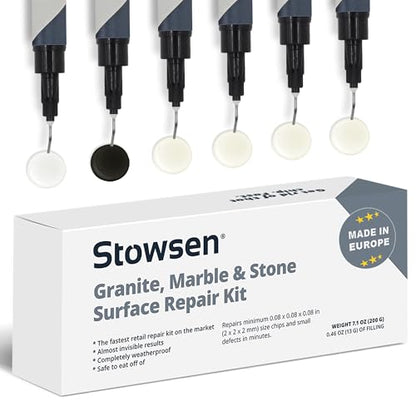 Granite, Marble & Stone Repair Kit - Fix Chips & Defects in Minutes | Restore Tiles & Countertops with Ease | for Quartz Corian Marble or Stone | Flawless Results Every Time | Repair Up to 20 Chips - style: Granite