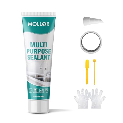 White Silicone Caulk for Bathroom & Kitchen,Waterproof Silicone Sealant for Shower, Countertops, Easy to Use with Tool, Stronger Adhesion, Shrink & Crack Proof, Long-Lasting (5.29oz White) - color: White, size: 1 Pack