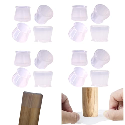 Non Slip Silicone Chair Leg Floor Protectors No Felt 1.3”to1.8” Chair Leg Caps Bottom Furniture Table Feet Covers for Hardwood Floors Prevent Scratches No Noise Round or Square,16 PCS - color: Transparent (Anti-slip), size: Medium:1-3/10"to 1-4/5"(1.3"to