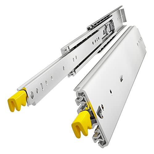 VADANIA 24" Industrial Grade Heavy Duty Drawer Slide with Lock #D76, 3" Widening Up to 379lb Load Capacity, 3-Fold Full Extension, Ball Bearing Lock-in & Lock-Out, Side Mount, 1-Pair - size: 24 Inch, style: #D76(76mm wide)