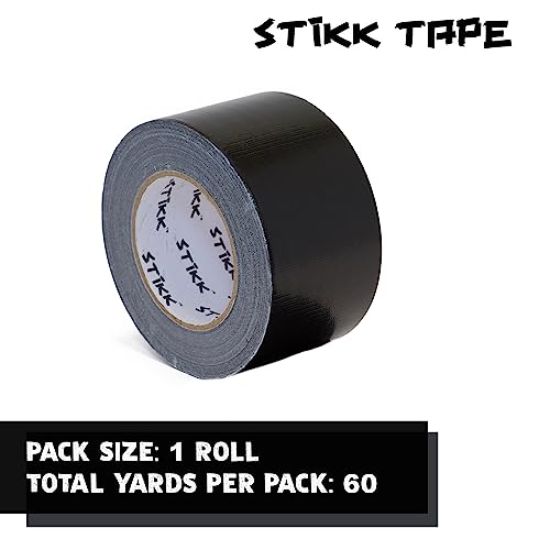 STIKK Duct Tape - Black Duck Tape - 3 inch x 60 Yards - Heavy Duty Tape for Repairs, Household Projects - for Commercial HVAC and Construction - Effective Heavy Duty Waterproof Duct Tape - color: Black