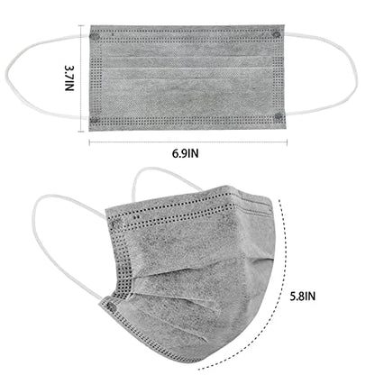 DC-BEAUTIFUL 100 Pcs Grey Disposable 3 Ply Earloop Face Masks,Fit for Adults - color: Grey