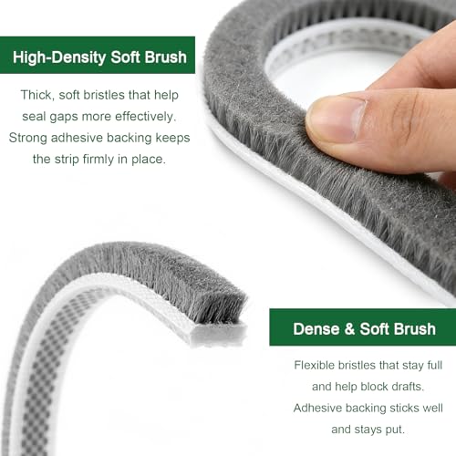 39FT Weather Stripping Door and Window Seal, Self-Adhesive Soundproofing Seal Strip, 0.35" Wide x 0.2" Thick, Draft Stopper for Doors & Windows (Grey, 39.4FT, 0.35'' Wide X 0.2'' Thick) - size: 39.4FT, 0.35'' Wide X 0.2'' Thick
