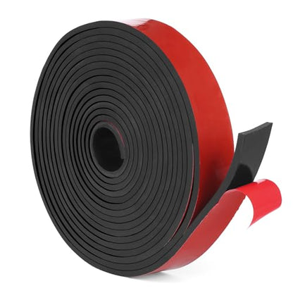 WochiTV Adhesive Solid Rubber Strips, 1" Wide x 1/16" Thick x 360" Long Self Stick Black Neoprene Rubber Rolls Perfect for DIY Insulation Cushion Gasket, Sealing, Liner, Weather Striping - size: 1" W X 360" L, style: 1/16" Thick Adhesive