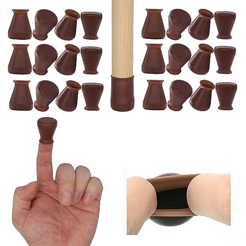 Non Slip Silicone Chair Leg Floor Protectors No Felt Extra Small Chair Leg Caps Bottom Anti Slip Small Furniture Feet Covers for Hardwood Floors Prevent Scratches No Noise,24 PCS - color: Dark Walnut (Anti-slip), size: X-small:5/9"to 4/5"(0.55"to 0.8")