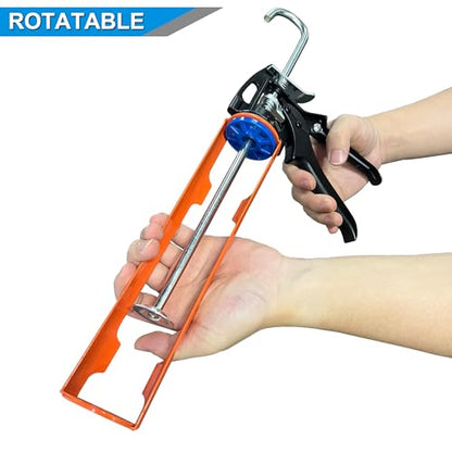 Caulk Gun, Caulking Tool Kit and Caulk Remover,Sealant Finishing Tool Grout Scraper,Great Silicone Gun Tools for 10oz Caulk tubes, Trigger Comfort Grip and Iron Smooth Rod 8:1 Thrust Ratio