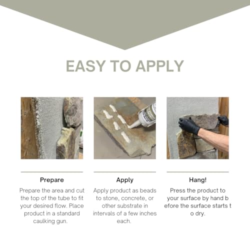 Rapid Loc Concrete and Veneer Bond - Stone Veneer Adhesive for Exterior or Interior, Waterproof for Stone, Tile, Wood, Concrete (9.5 Ounces)