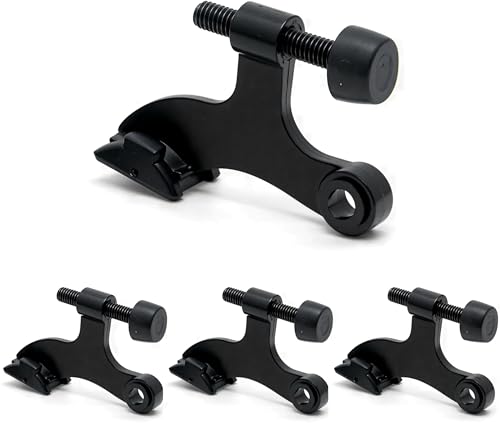 4 Pack Hinge Pin Black Door Stopper, Adjustable Heavy Duty Hinge Pin Door Stop with Black Rubber Bumper Tips - color: Matte Black, size: 4