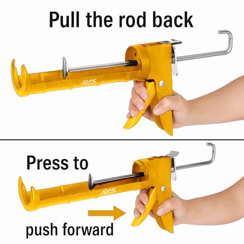 ADAK - Professional Caulking Gun, 10:1 Thrust Ratio, Caulking Gun No Drip, Hand Tool for Silicone & Sealant Application, Smooth Pressure Caulk Gun, Caulking Gun Tool (Yellow) - color: Yellow