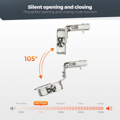 10 Pack (5 Pairs) 1-5/16" Overlay Soft Close Cabinet Hinges, Satin Nickel Stainless Steel Concealed Hinges with 3D Self-Closing for Face Frame Doors & Kitchens - size: 1-5/16 inch Overlay
