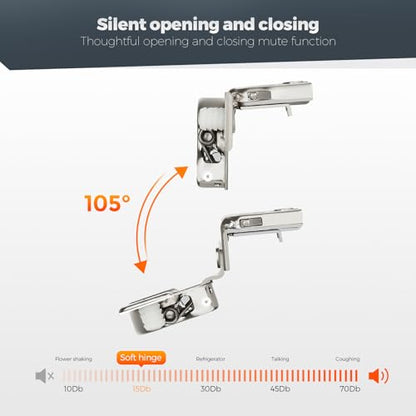 10 Pack (5 Pairs) 1-5/16" Overlay Soft Close Cabinet Hinges, Satin Nickel Stainless Steel Concealed Hinges with 3D Self-Closing for Face Frame Doors & Kitchens - size: 1-5/16 inch Overlay