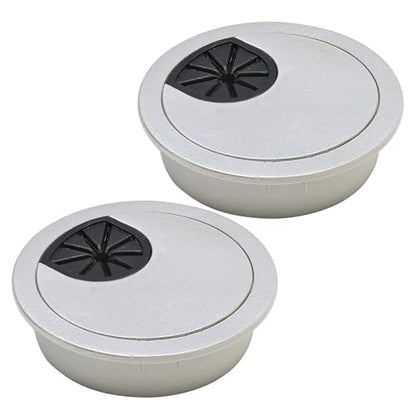 Desk Grommet 2-1/16" (53 mm), Desk Cord Hole Cover, Cable Grommet ABS Plastic, Desk Hole Grommet for Office and Home Table Cable, Detachable Cable Cord Organizer (Silver Sand 2 Pcs) - size: 2-1/16" (53 mm), style: 2 pcs Silver Sand