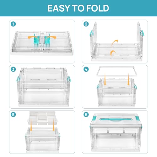 Vtopmart 24 QT Clear Plastic Craft Organizer with Removable Trays and Dividers, Storage Box for Coloring Books, Modeling Clay, Molds and Art Supplies, 1 Pack