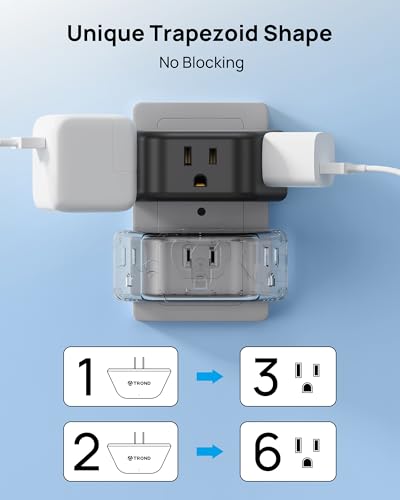 TROND 2 to 3 Prong Outlet Adapter 2 Pack, 3-Way Angled Plug Extender with 3 AC Sockets, Wall Plug Splitter for Non-Grounded Outlets in Old House, Cruise Ship Travel Essentials, Black - color: Black, size: 3AC-2 Prong Plug, 2 Pack