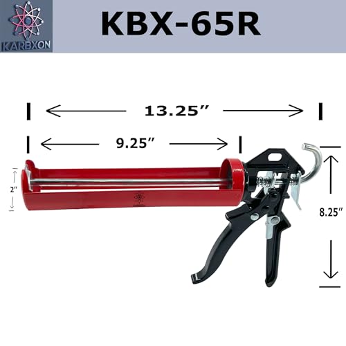 – KBX65 – Heavy Duty - 360 Swivel Barrel Caulking Gun – 26:1 Thrust – Quick Release Trigger – Dripless - 10 oz Professional Manual Caulk Gun – (9) Piece Tool Kit – Qty (1)