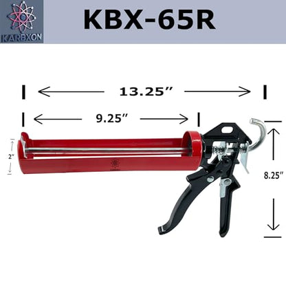 – KBX65 – Heavy Duty - 360 Swivel Barrel Caulking Gun – 26:1 Thrust – Quick Release Trigger – Dripless - 10 oz Professional Manual Caulk Gun – (9) Piece Tool Kit – Qty (1)