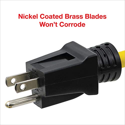 Clear Power 25 ft 14/3 SJTW 3 Outlet Heavy Duty Outdoor Extension Cord, Water, Weather & Kink Resistant, Flame Retardant, Yellow, 3 Prong Grounded Plug, CP10124