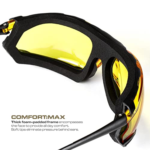 Glove Station Optic Max - Anti-fog Protective Eyewear for Men - Safety Glasses with 3 Lens Options - Clear, Amber or Gray - color: Amber