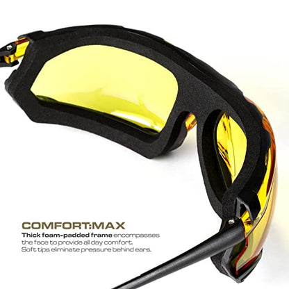 Glove Station Optic Max - Anti-fog Protective Eyewear for Men - Safety Glasses with 3 Lens Options - Clear, Amber or Gray - color: Amber