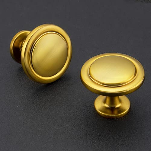 Ravinte 3 Pack 1-1/4 Inch Kitchen Cabinet Knobs - Brushed Brass Zinc Drawer Pulls and Door Handles for Dresser Drawers - color: Brushed Brass
