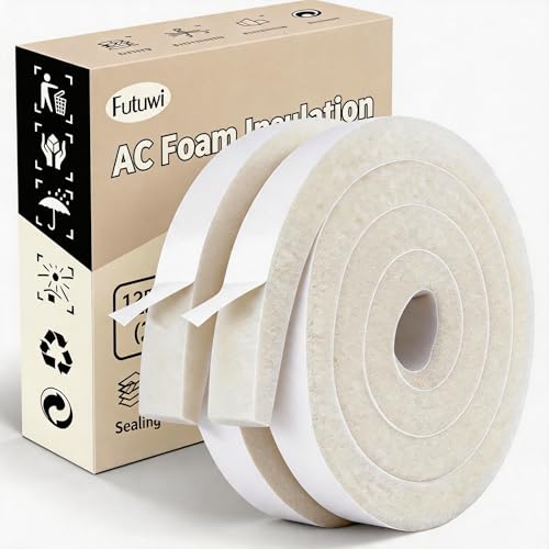 Air Conditioner Foam-2 Rolls, 1 Inch Wide X 1 Inch Thick Total 13 Feet Long, Open Cell Foam Insulation Weather Seal (6.5ft x 2 Rolls) - color: White, size: 1" (W) x 1" (T) x 13' (L)