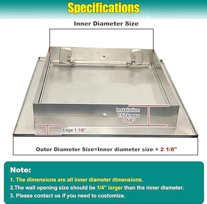 Wall/Ceiling Small Plumbing Access Panel for Drywall - Stainless Steel, 5x5 4x4 6x6 7x7 8x8 9x9 10x10, Square Rectangle Recessed Wall Hole Cover Plate(8x10in) - size: 8x10in