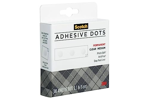 Scotch Adhesive Dots, Medium, 0.3 inches, 300 Dots/Pack, Easy Dispensing, Permanent, Photo-Safe, 1-Pack - size: 300 Count (Pack of 1), style: Original packaging