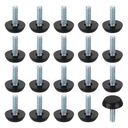 uxcell 20Pcs 1/4" Thread Furniture Feet Levelers, 23x22mm Adjustable Leveling Table Feet, Screw on Furniture Glide Leveling for Chair Stool Legs, Black - size: 1/4"