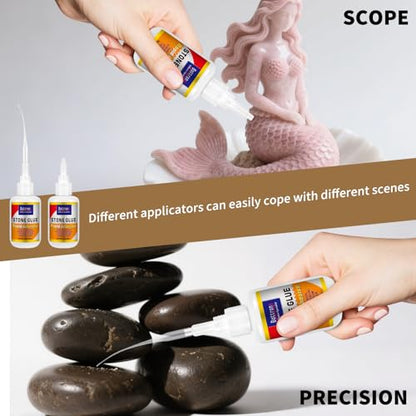 2 Pack Stone Glue, Marble Glue Heavy Duty for Granite, Artificial Stones & Tile, Clear Waterproof Stone Adhesive for Marble Repair & Craft Projects, Fast Drying, Strong - size: 2 Pake, style: Stone Glue