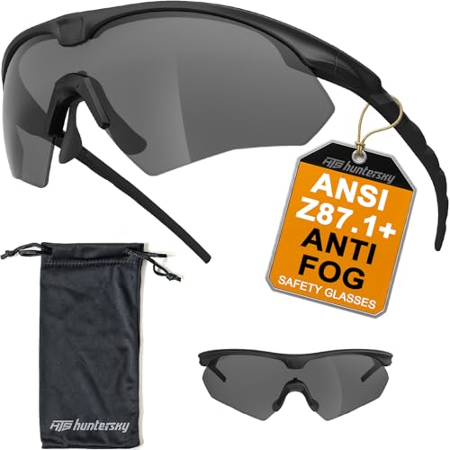 HTS HUNTERSKY S53 anti fog Tactical Shooting Range Safety Glasses Ballistic eye protection Hunting Airsoft Riding Pickleball - color: S53 Black / Smoke